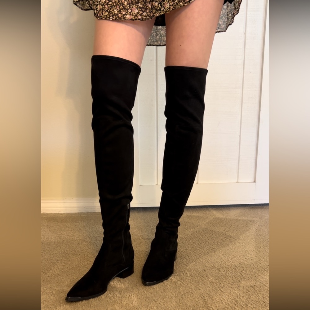Marc Fisher Thigh High Black Boots with Pointed Toe Size 9